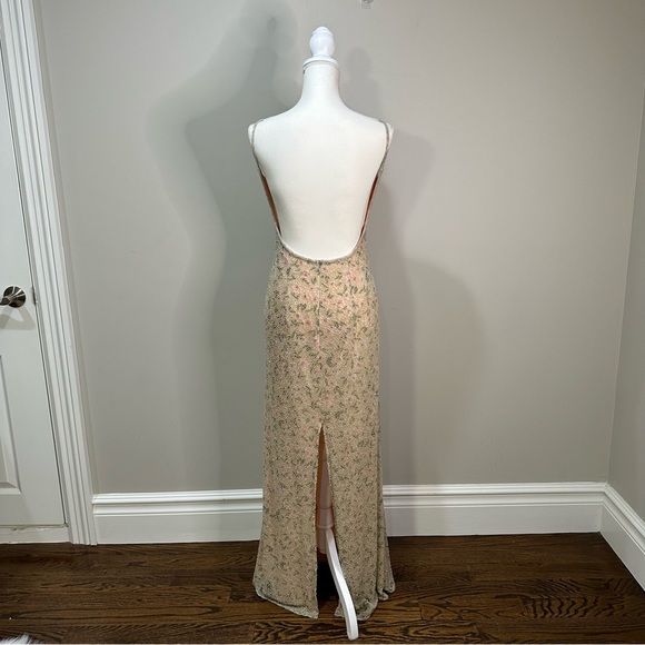 Mia Bella Couture Vintage 90's Beaded Floral Pale Pink Gown Beaded Y2K Dress ** - Picture 4 of 16